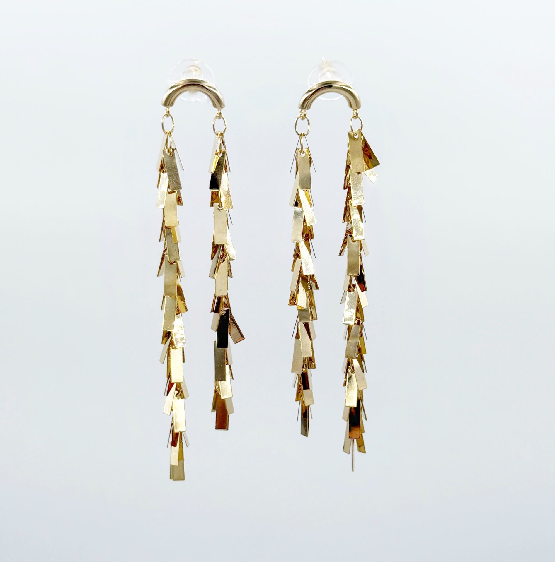 14K Gold Plated İtalian Fringed Dangle Küpe
