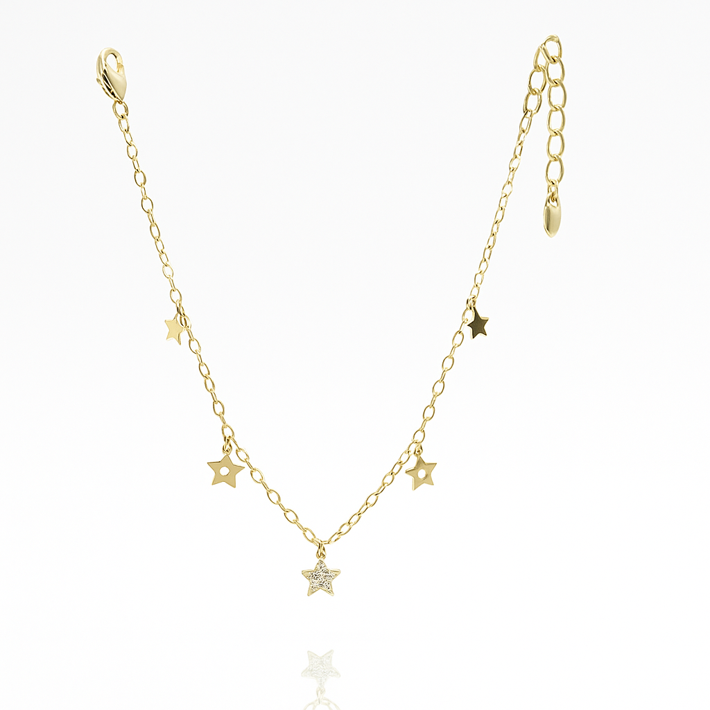 14K Gold Plated Tria Star Bileklik