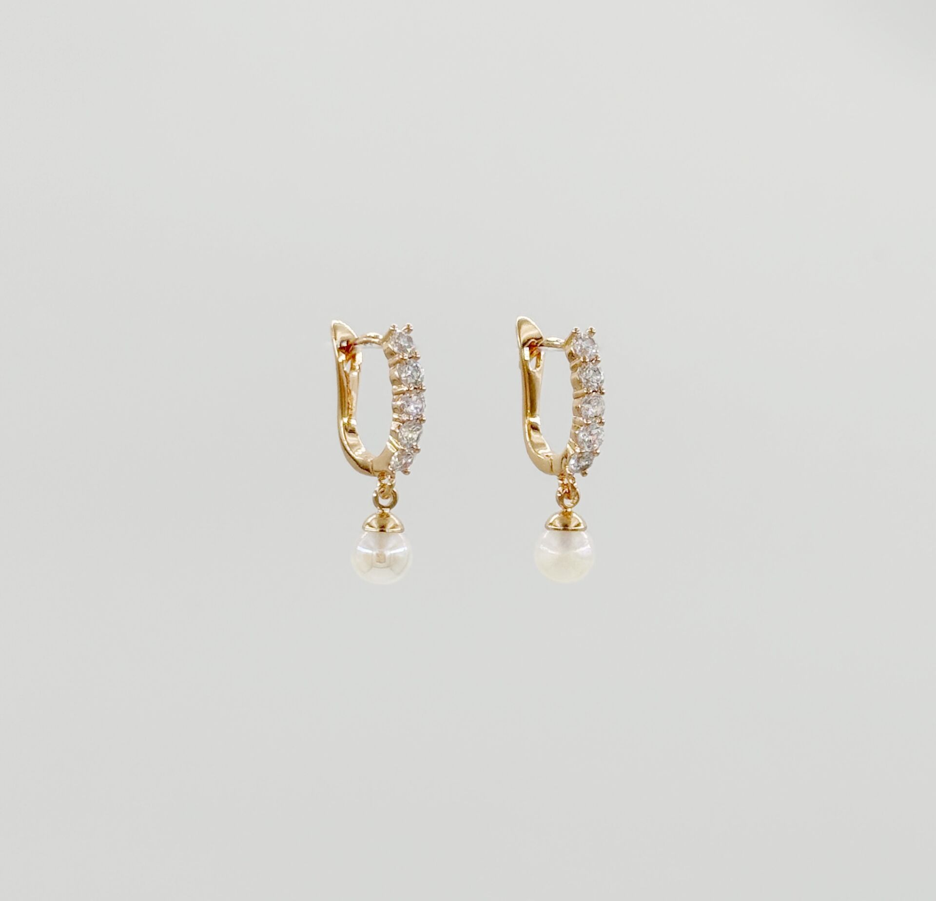 18K Rose Gold Plated Pearly Luna Hoop KÜpe