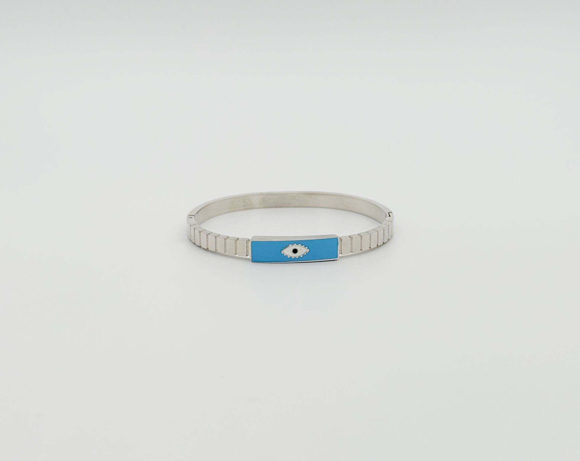 White Gold Plated Blu Eye Kelepçe