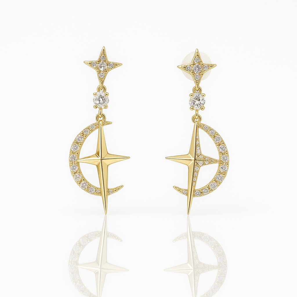 14K Gold Plated Moonlight Drop Küpe