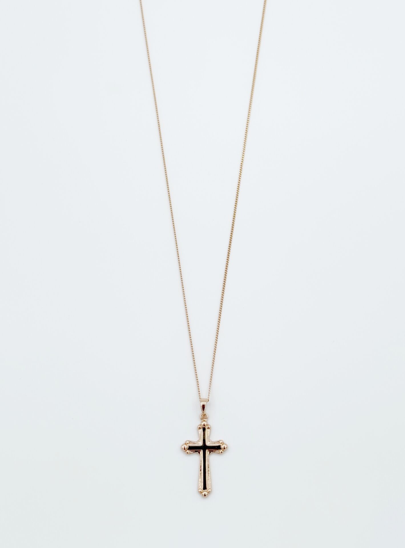 18K Rose Gold Plated Point Cross Kolye