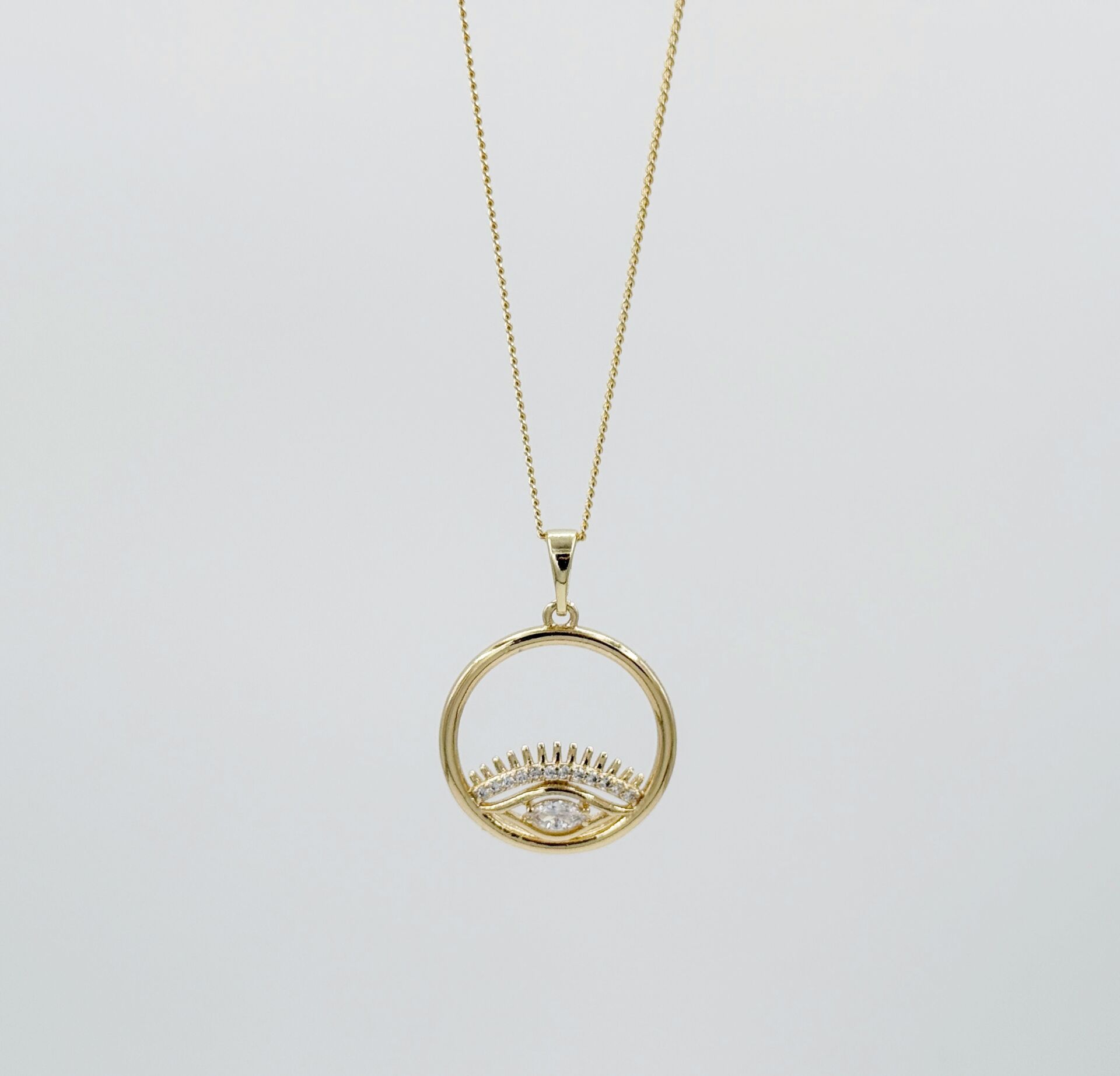 14K Gold Plated Circle Eye Kolye