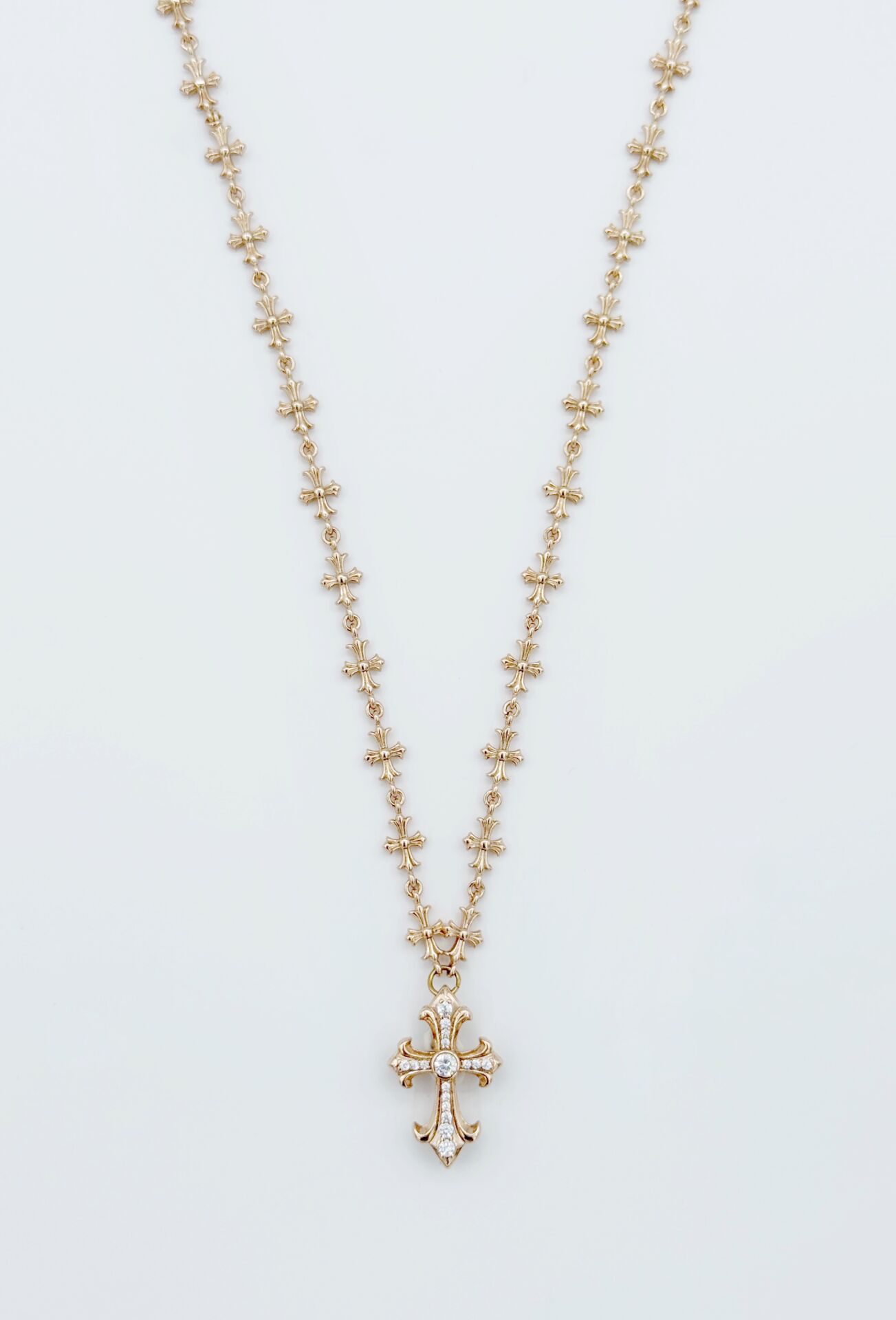 18K Rose Gold Plated Cross Chain Kolye