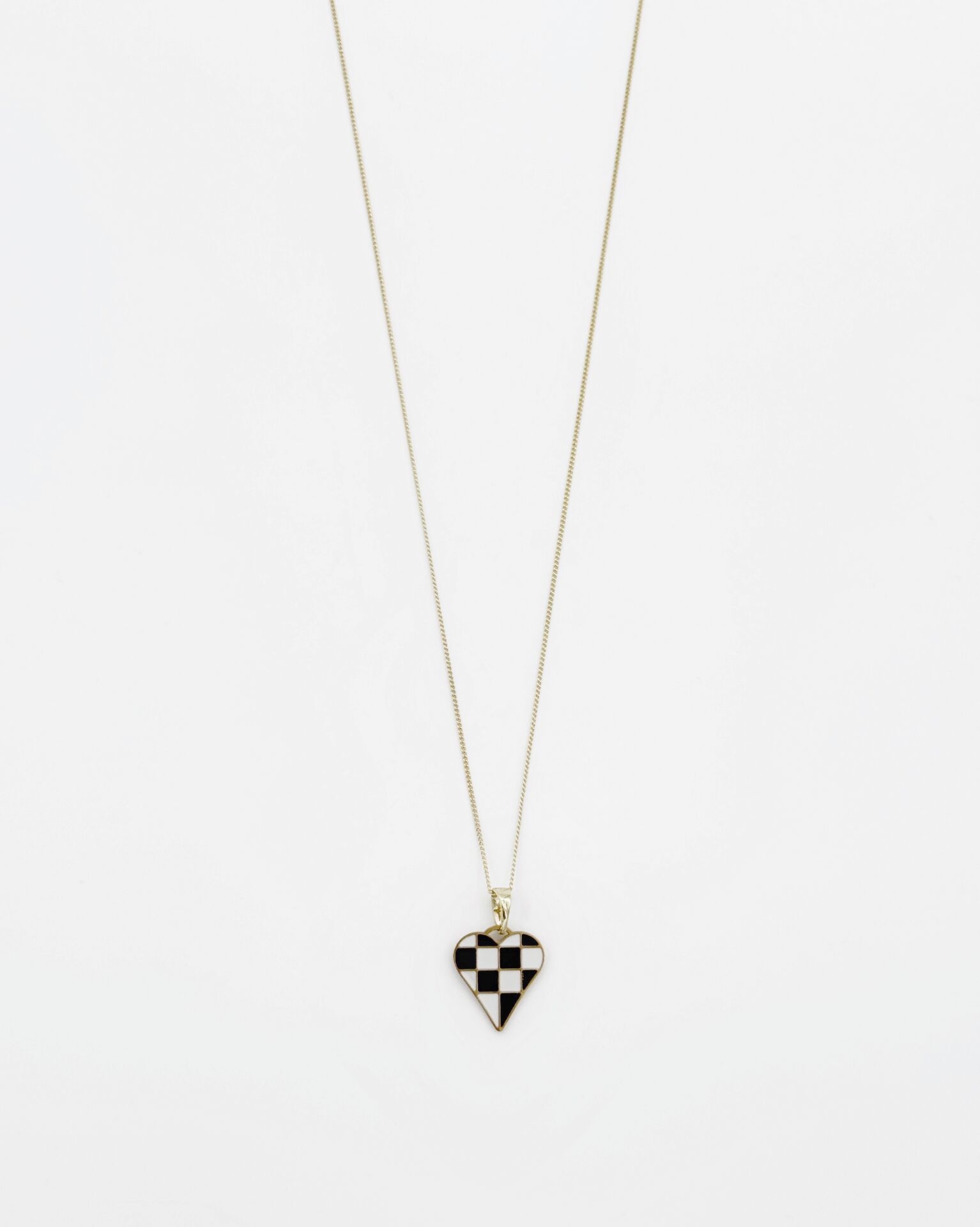 14K Gold Plated Checkered Love Kolye