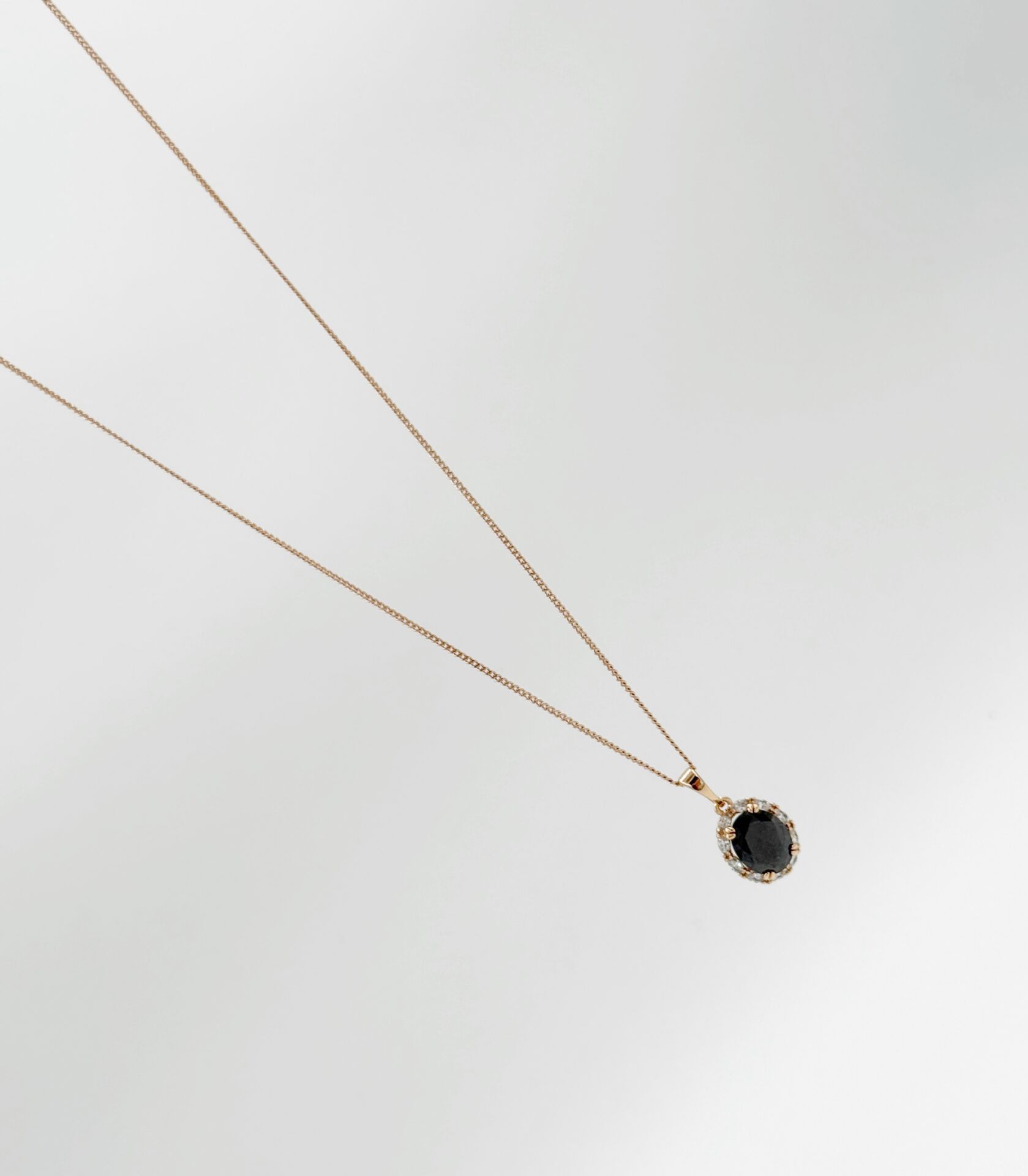 18K Rose Gold Plated Siyah Sultan Oval Kolye