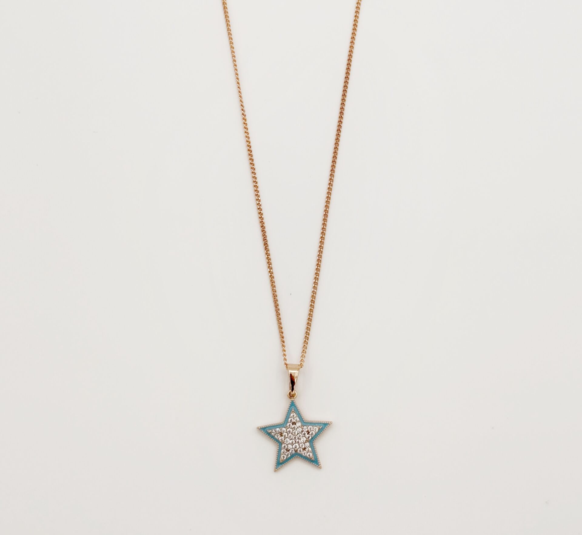 18K Rose Gold Plated Blue Star Kolye