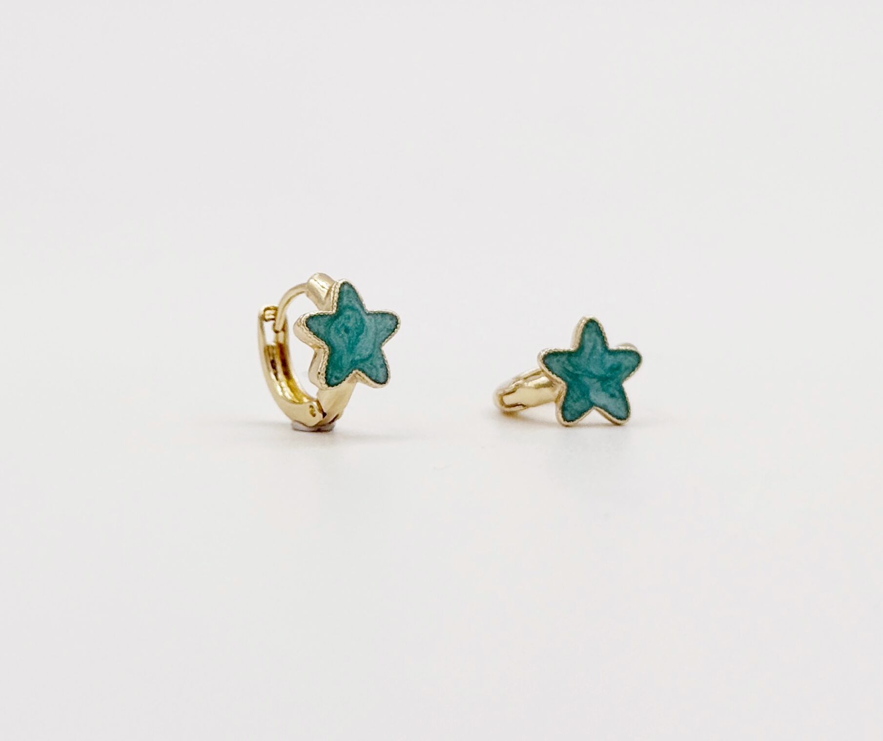 14K Gold Plated Tturquoise Star Kids Küpe
