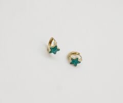 14K Gold Plated Tturquoise Star Kids Küpe