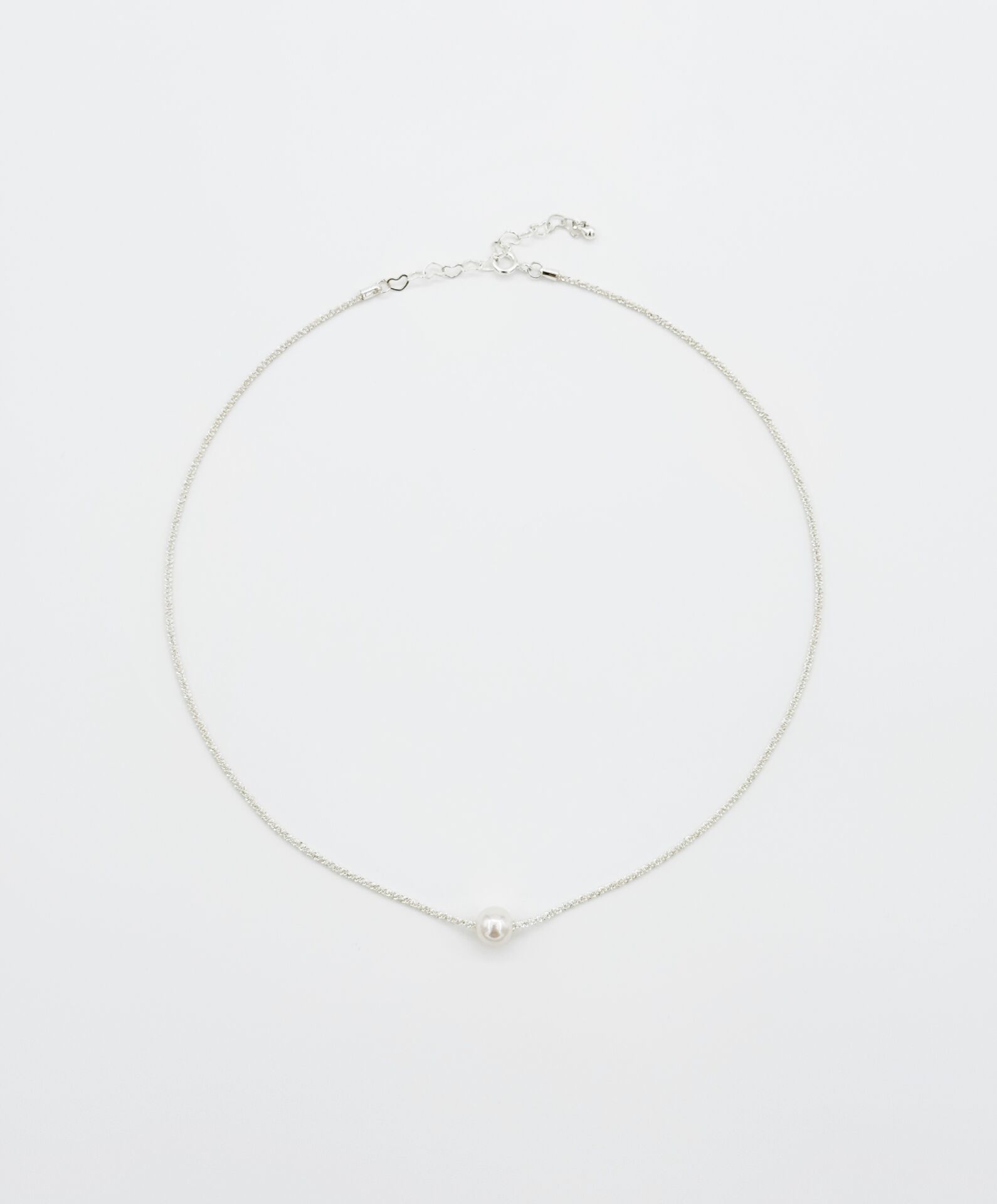 White Gold Plated İnci Uçlu İtalyan Kolye