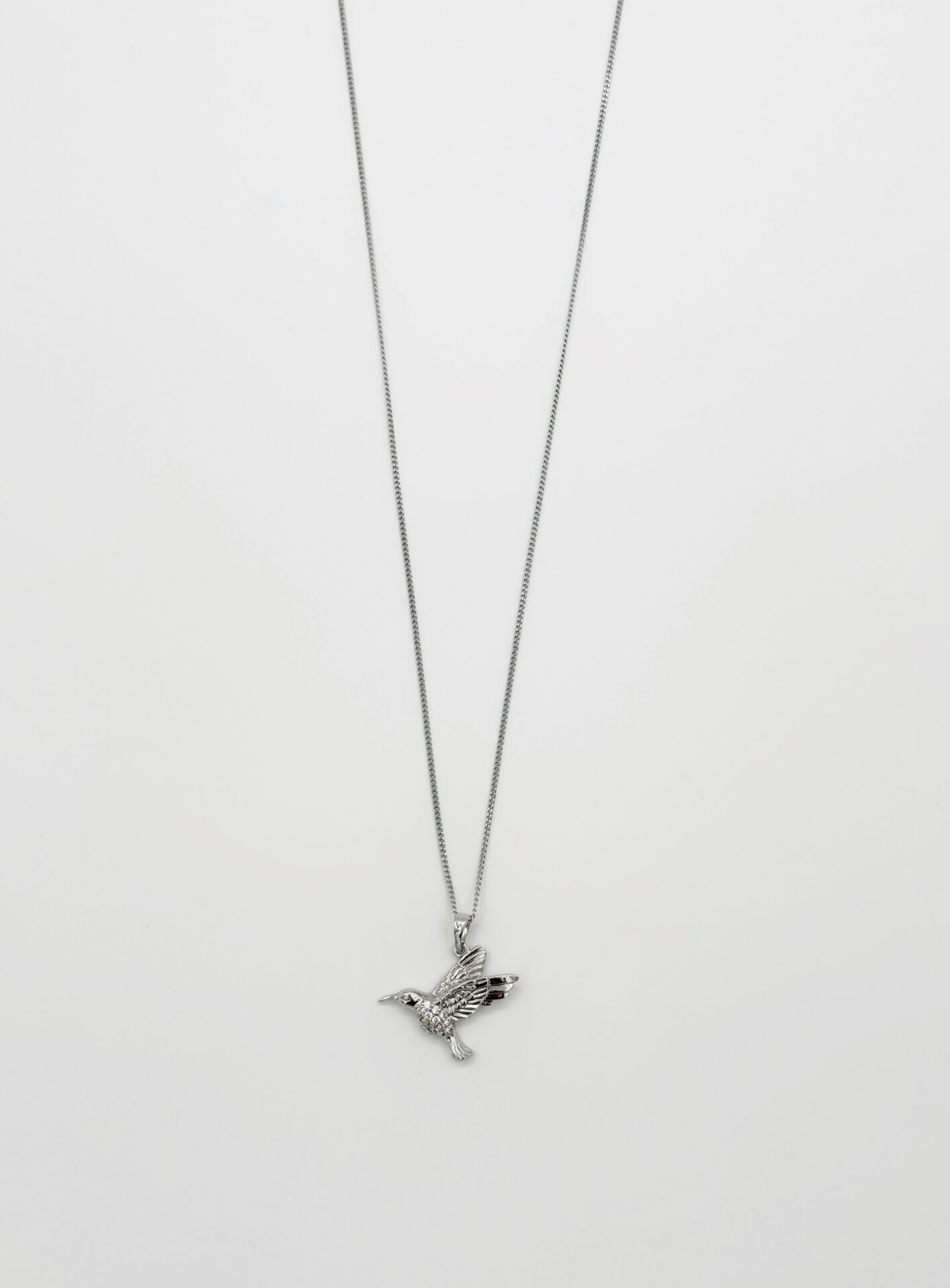 White Gold Plated Fancy Bird Kolye