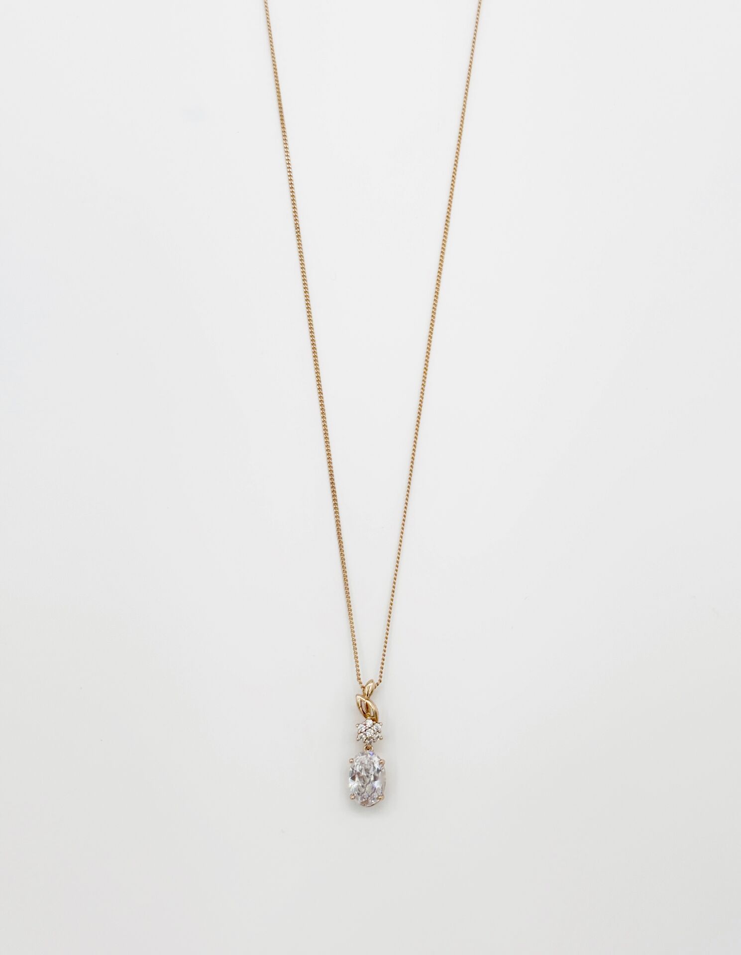 18K Rose Gold Plated Trapez White Kolye