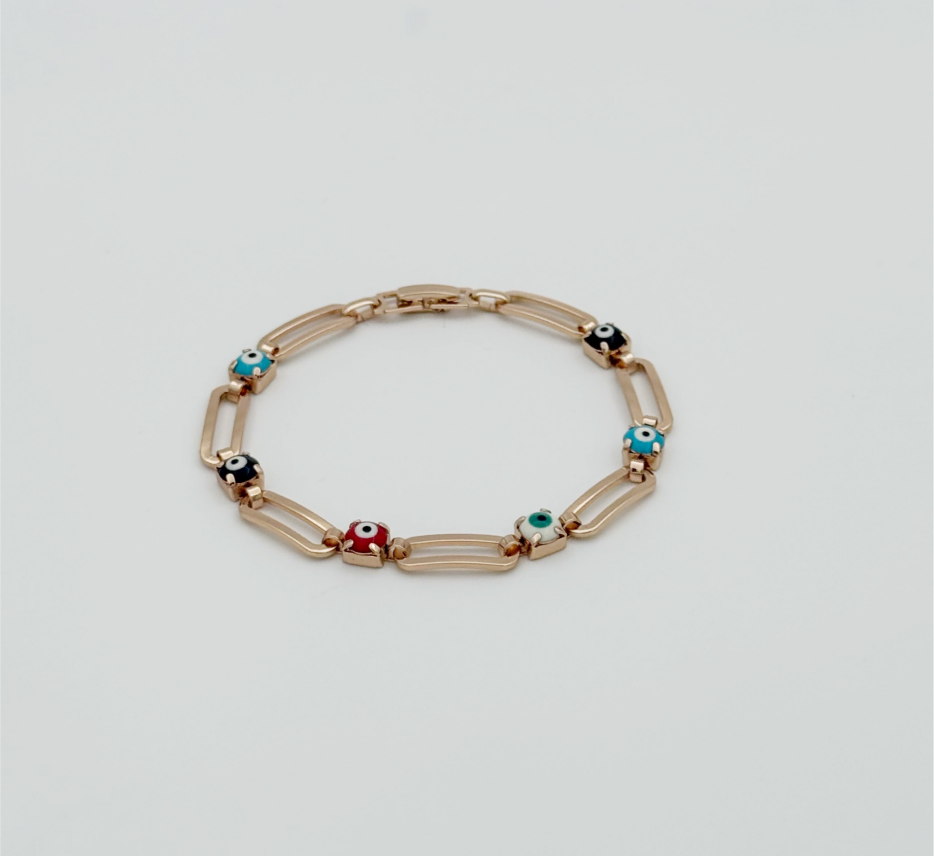 18K Rose Gold Plated Renkli Nazar Bileklik