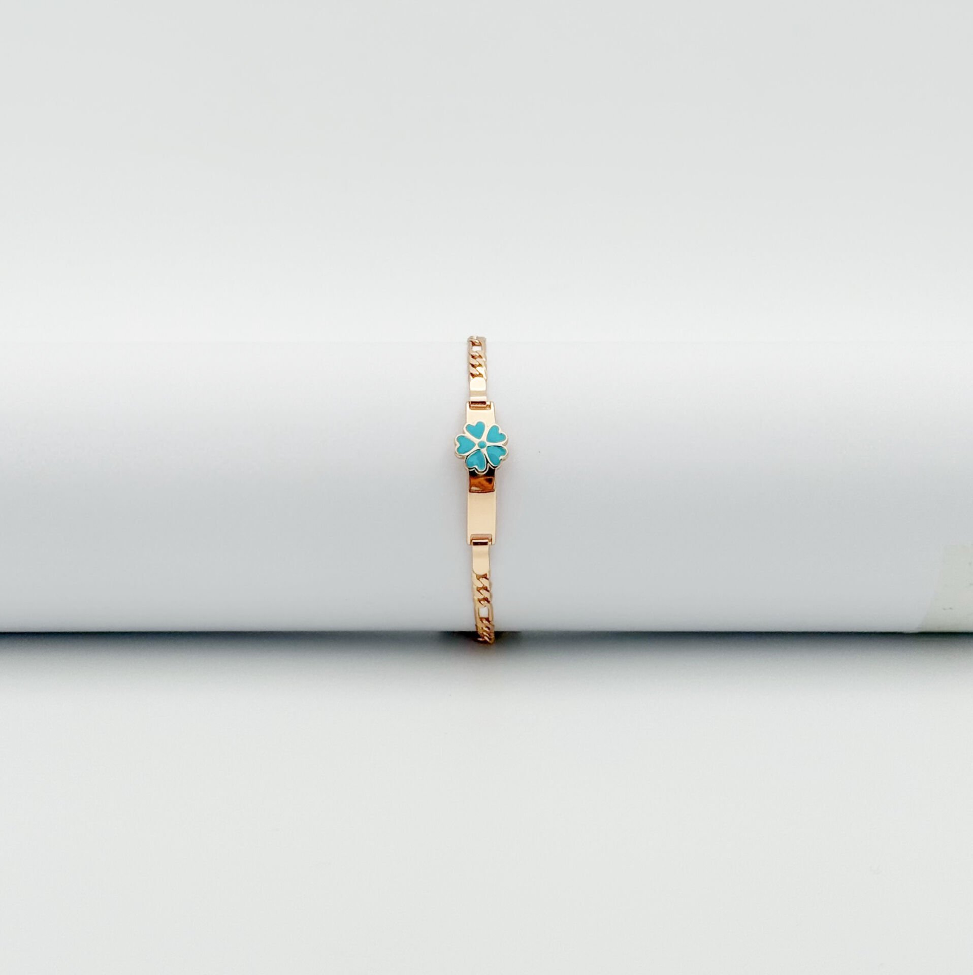 18K Rose Gold Plated Blue Clover Bileklik