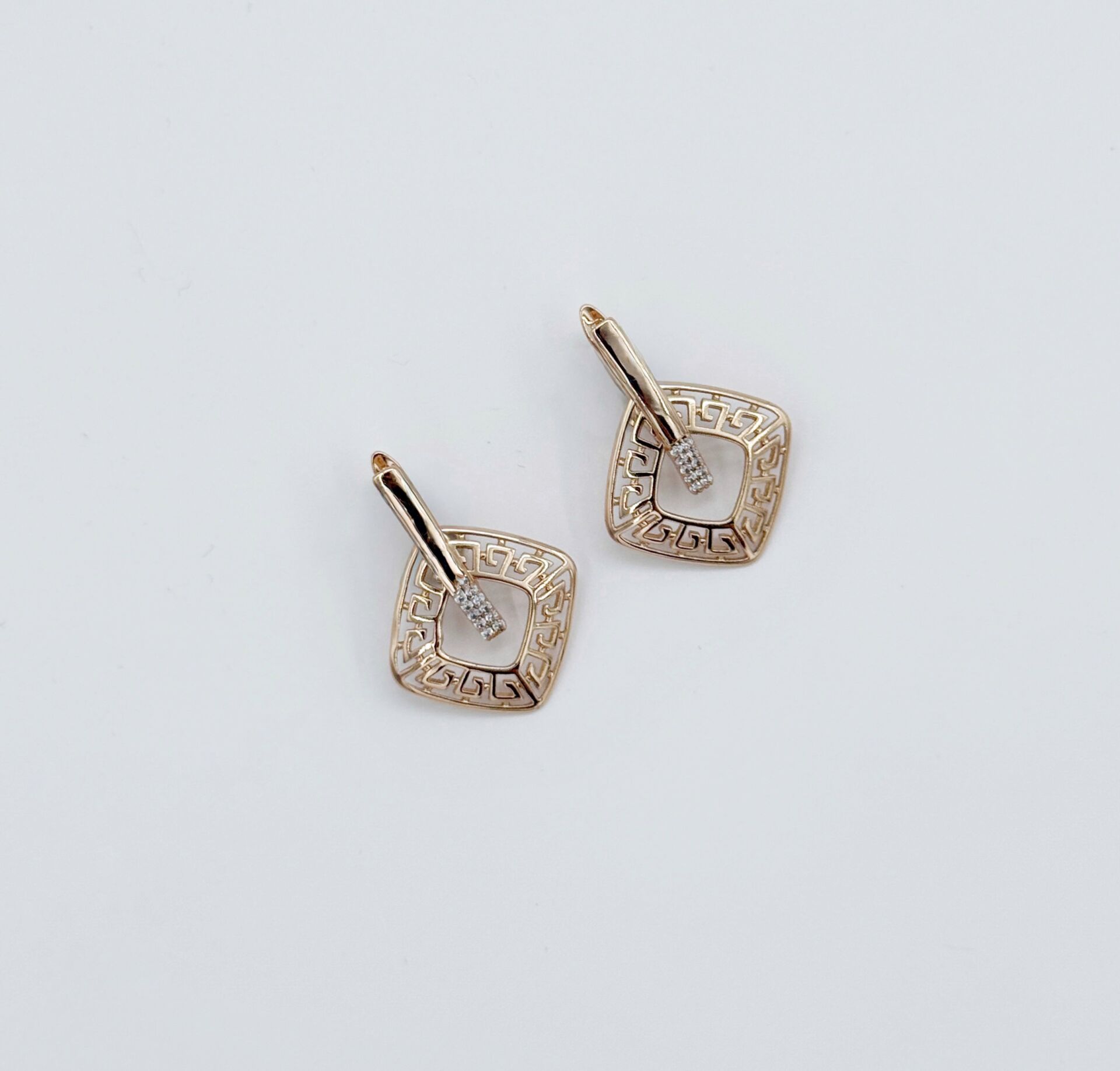 18K Rose Gold Plated Ethnic Drop Küpe