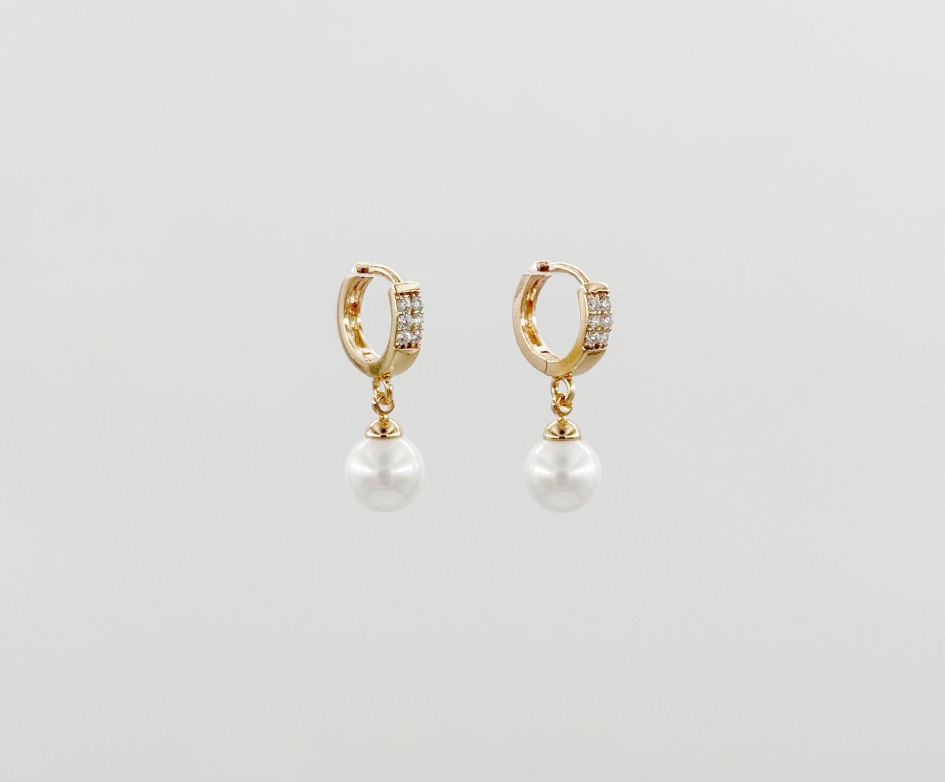 18K Gold Plated Mini Pearl Drop Küpe