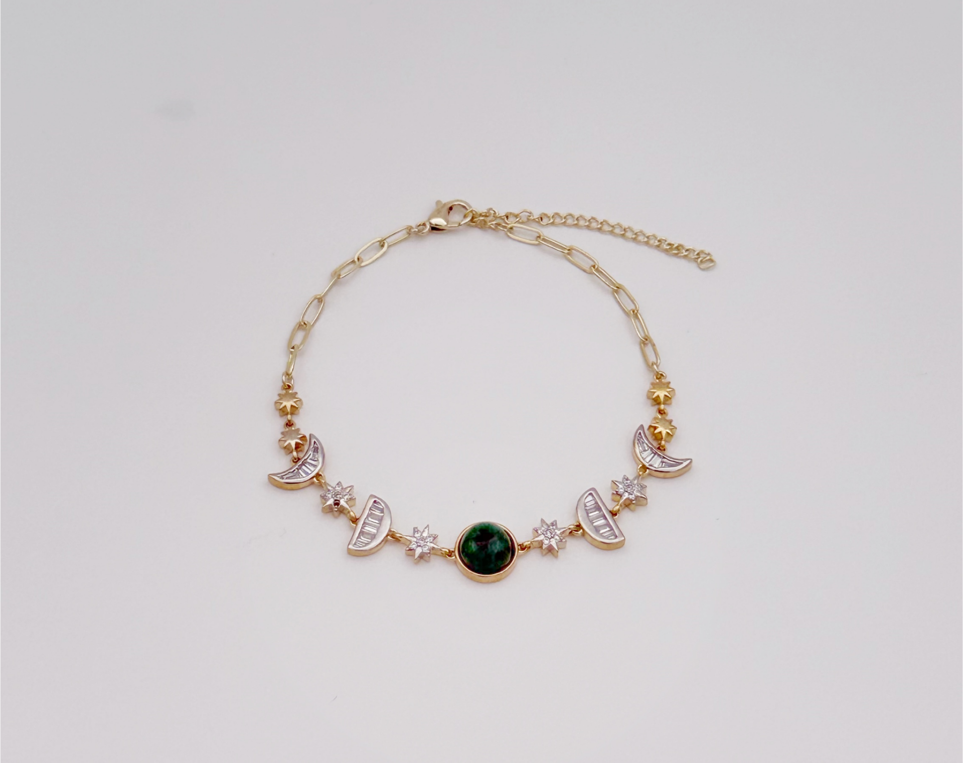 14K Gold Plated Green Gaia Bileklik