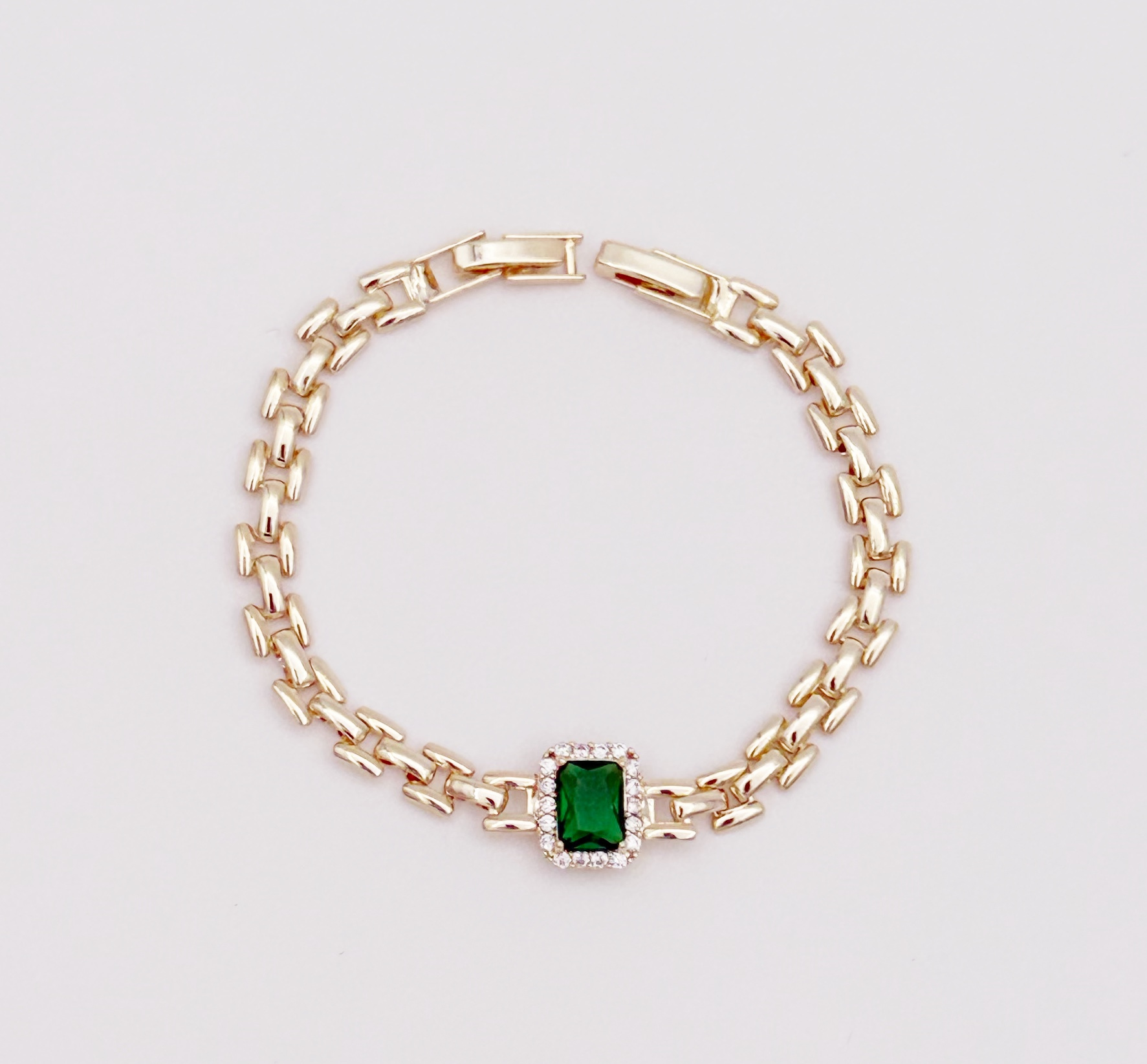 14K Gold Plated Smaragdus Bileklik