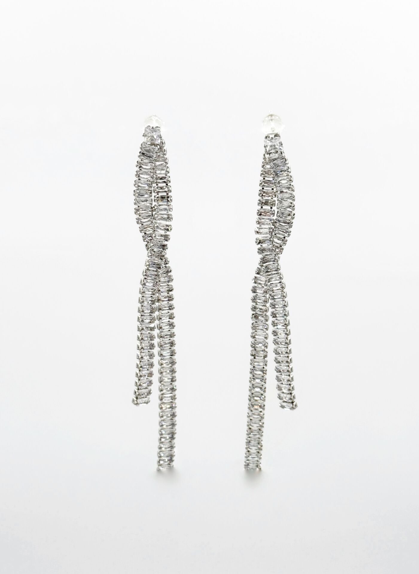 White Gold Plated Shining Road Dangle Küpe