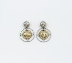 White Gold Plated Geometric Sunligth Grande Küpe