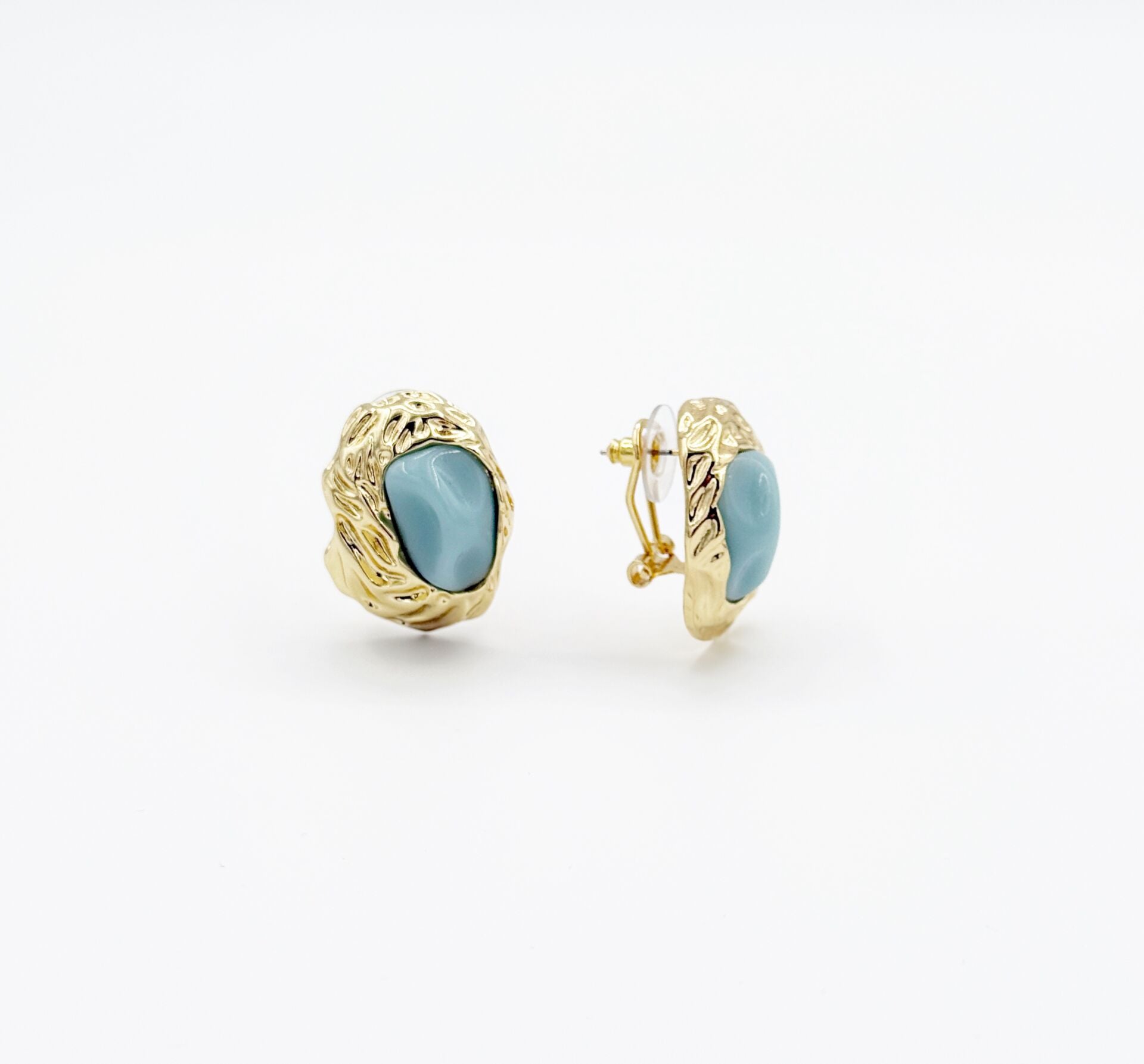 14K Gold Plated Blue Helen Küpe