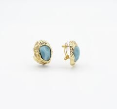 14K Gold Plated Blue Helen Küpe