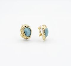 14K Gold Plated Blue Helen Küpe