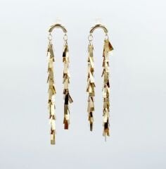 14K Gold Plated İtalian Fringed Dangle Küpe