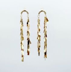 14K Gold Plated İtalian Fringed Dangle Küpe