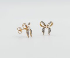 18K Rose Gold Plated Pearl Bow Stud Küpe