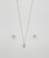 White Gold Plated İnci Zarafeti Küpe Kolye Set