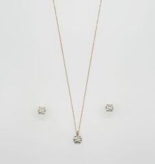 14K Gold Plated İnci Zarafeti Küpe Kolye Set