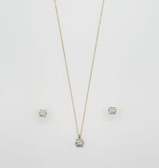 14K Gold Plated İnci Zarafeti Küpe Kolye Set