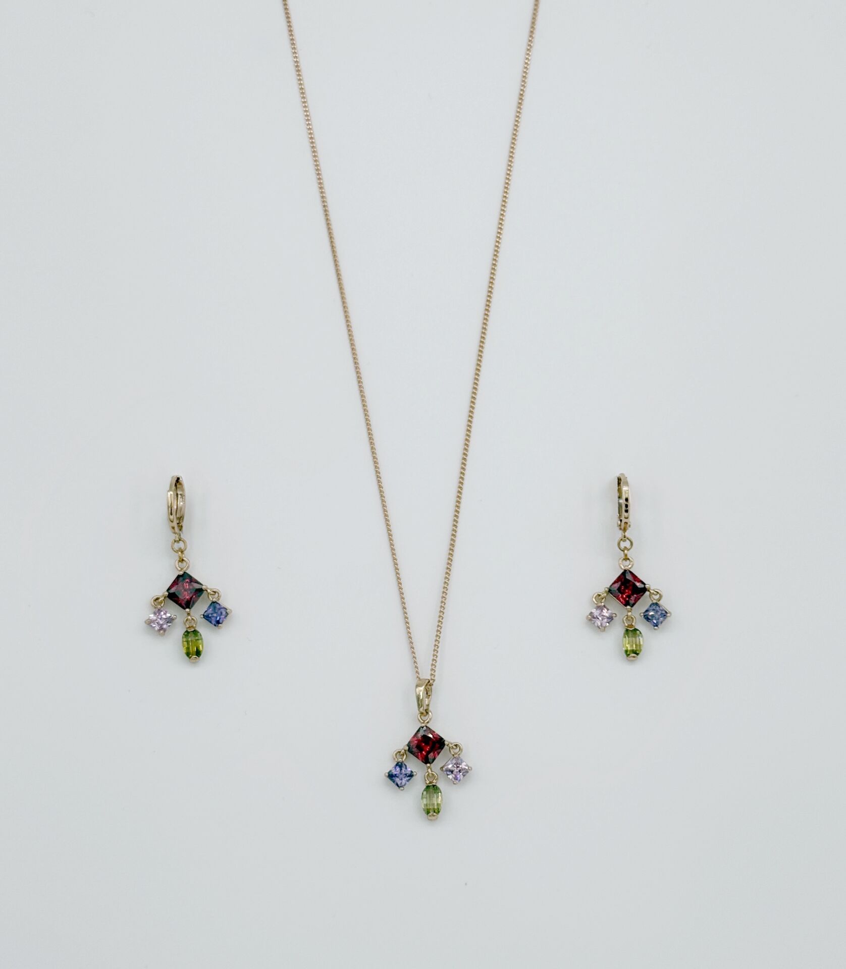 18K Rose Gold Plated Renklerin Dansı Küpe Kolye Set