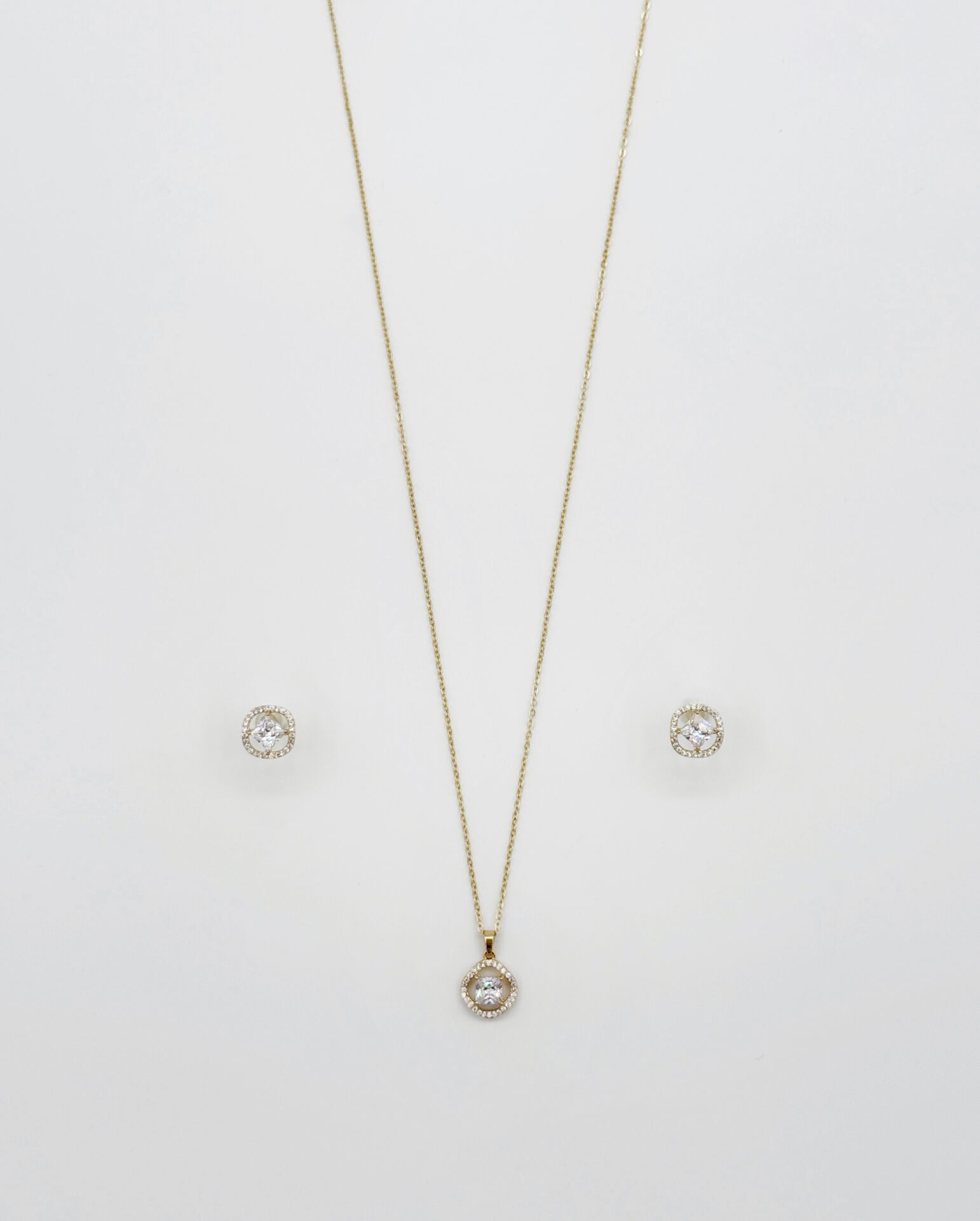 14K Gold Plated Aşk Çemberi Küpe Kolye Set