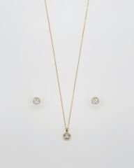 14K Gold Plated Aşk Çemberi Küpe Kolye Set