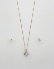 18K Rose Gold Plated Aşk Fısıltısı Küpe Kolye Set