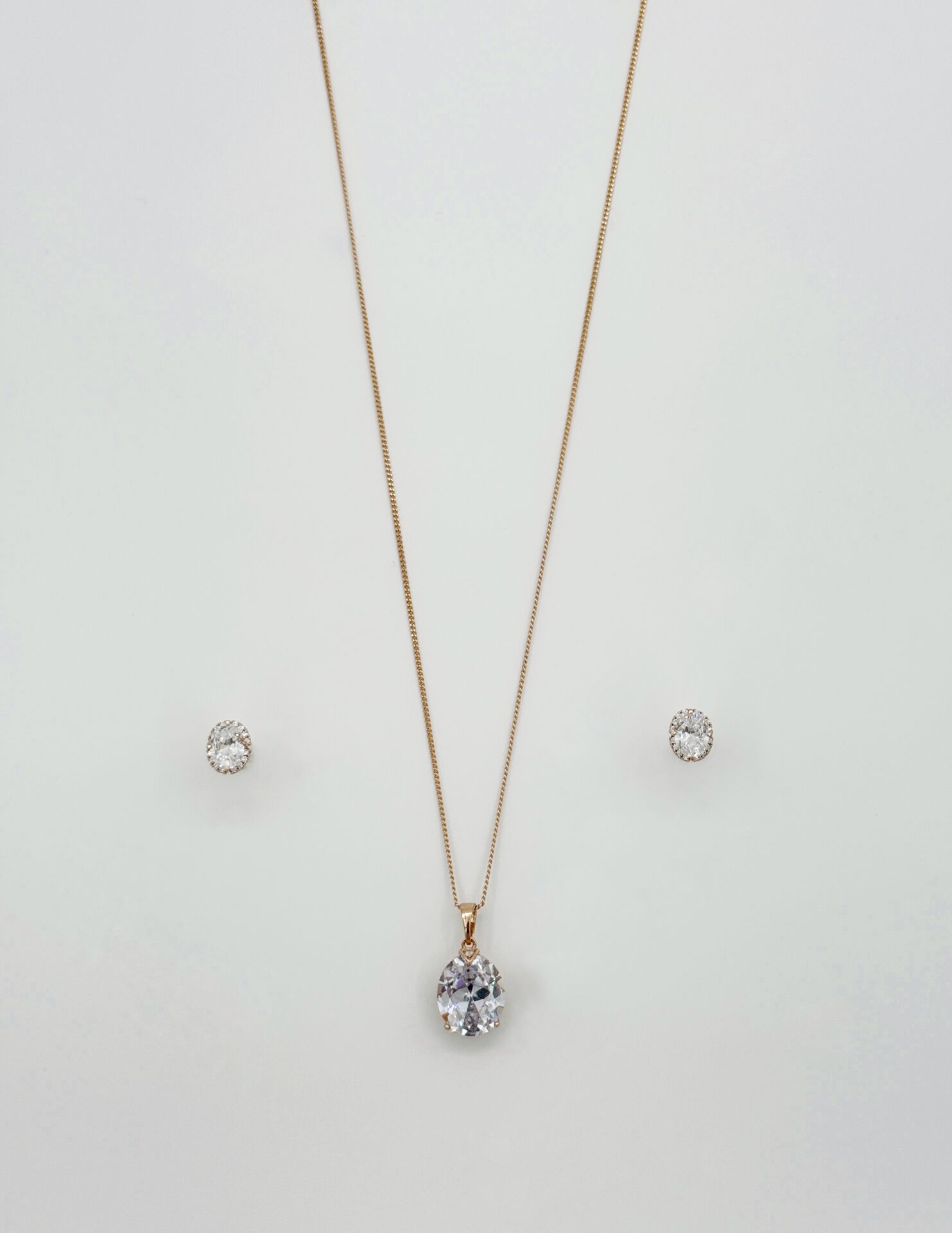 18K Rose Gold Plated Büyüleyici Işıltı Küpe Kolye Set