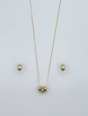 14K Gold Plated Yağmur Çemberi Küpe Kolye Set