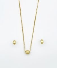 14K Gold Plated Matte İtalyan Küpe Kolye Set