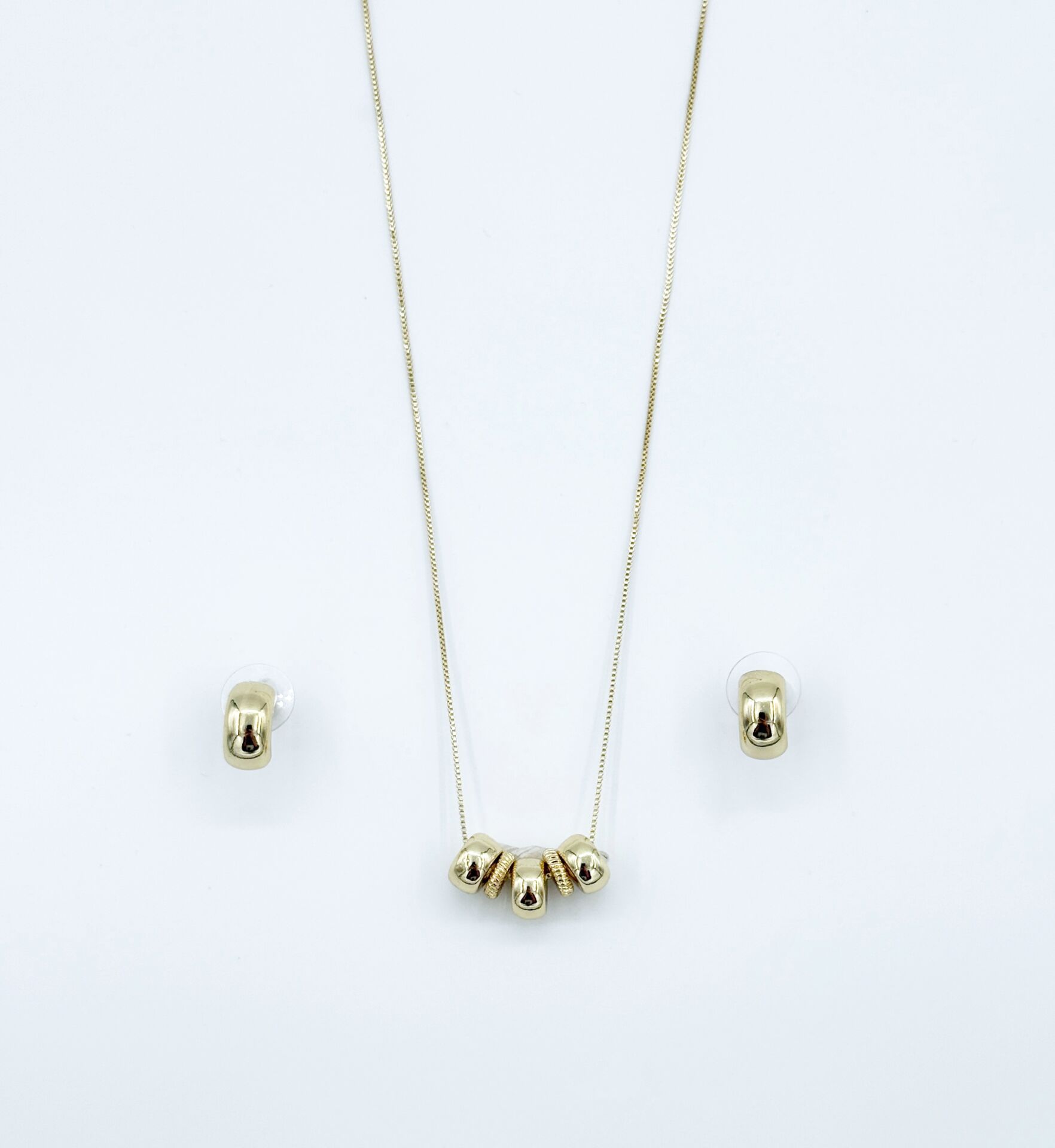 14K Gold Plated Ring İtalyan Küpe Kolye Set