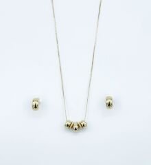 14K Gold Plated Ring İtalyan Küpe Kolye Set