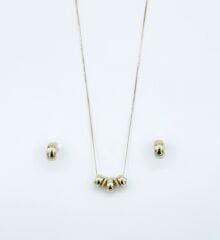 14K Gold Plated Ring İtalyan Küpe Kolye Set