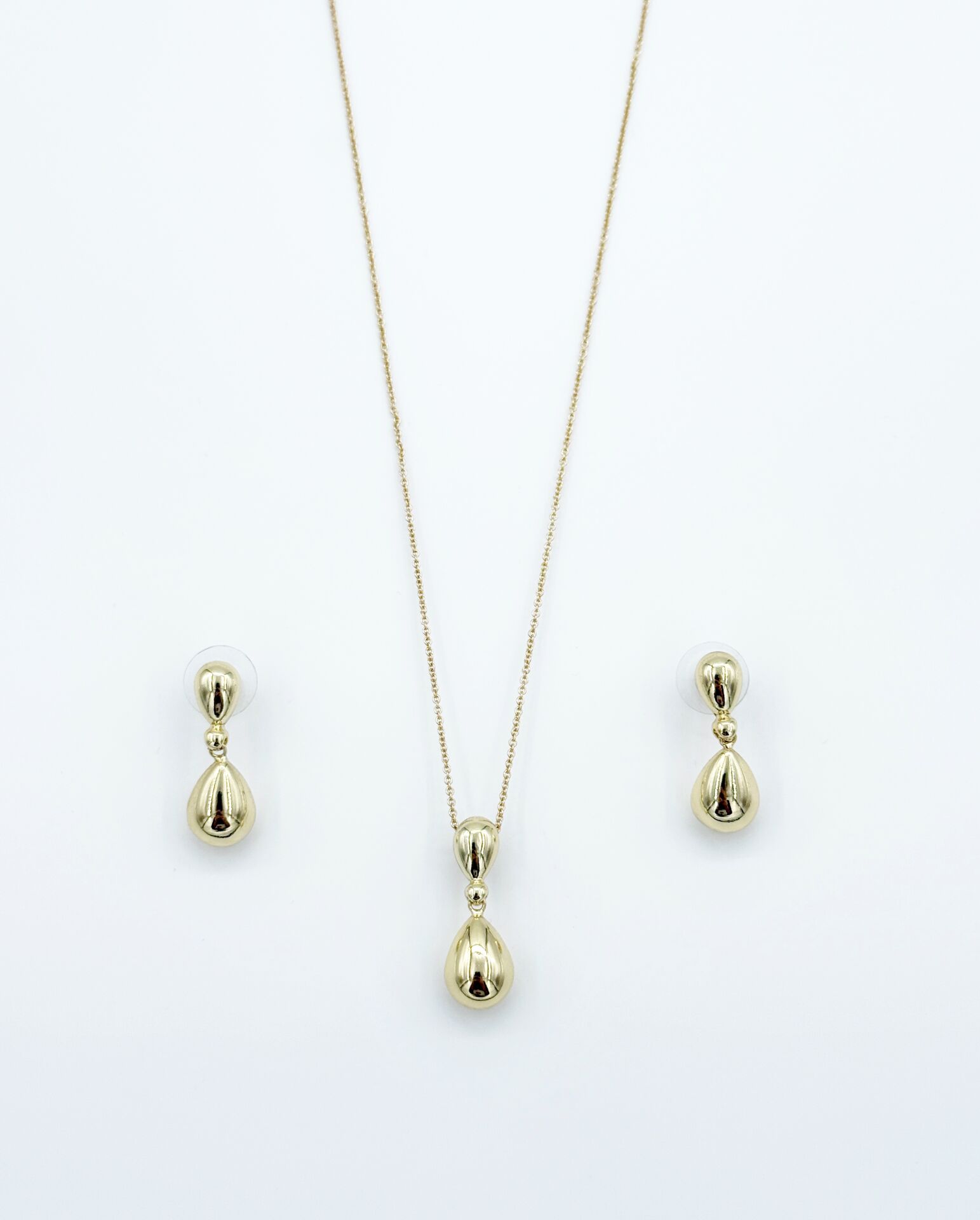 14K Gold Plated Damla İtalyan Küpe Kolye Set