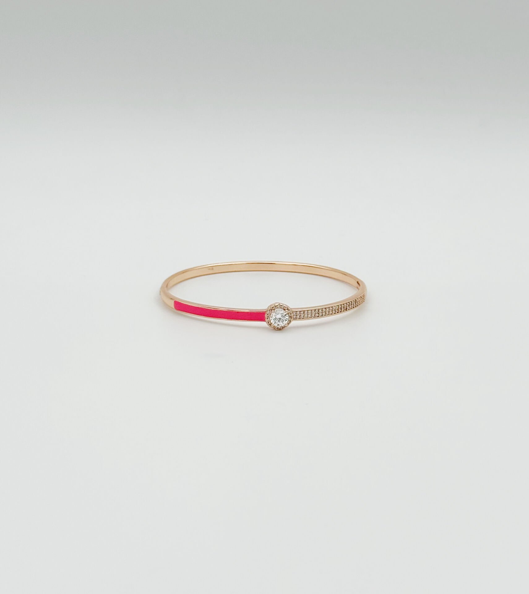 18K Rose Gold Plated Pink Trapez Kelepçe