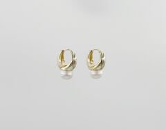 14K Gold Plated Plain Pearl Hoop Küpe
