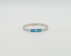 White Gold Plated Blu Eye Kelepçe