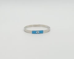 White Gold Plated Blu Eye Kelepçe