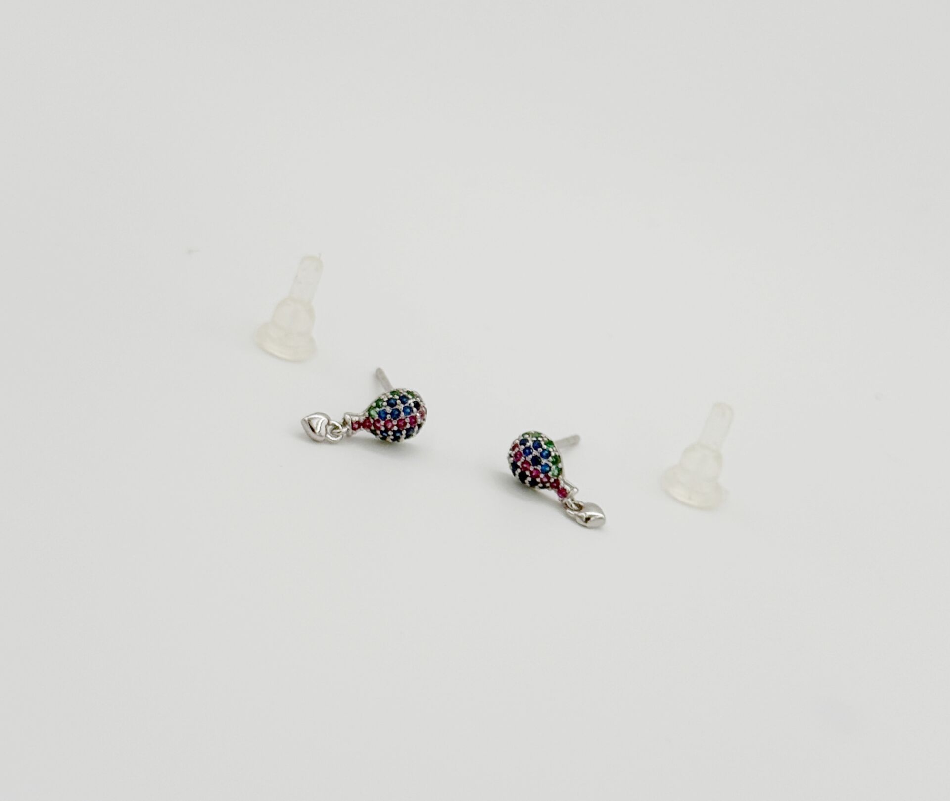 White Gold Plated Love Ballon Stud Küpe