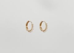 18K Rose Gold Plated Route Des Perles Hoop Küpe